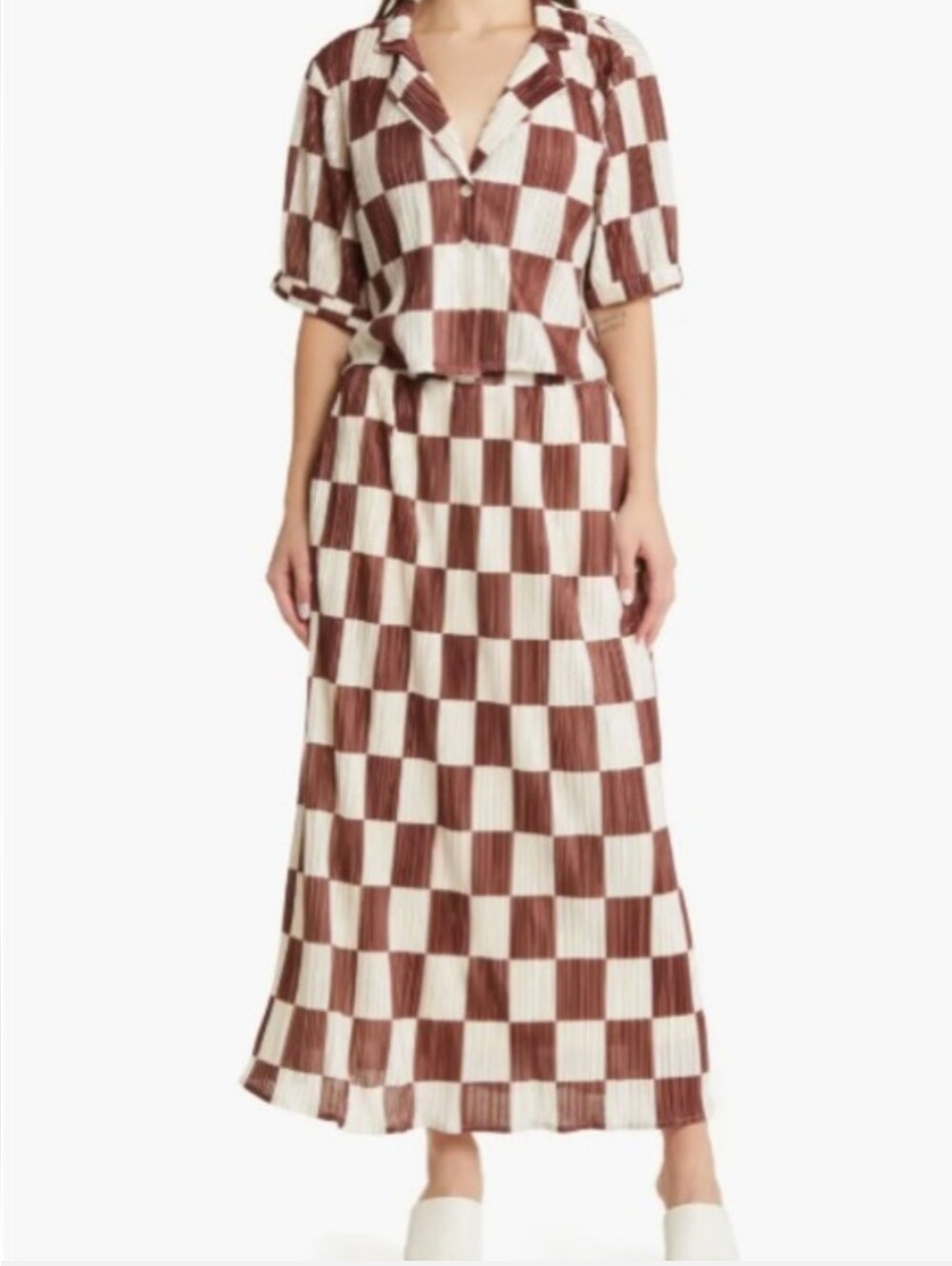 Dressed In Lala Set Brown And White Check L